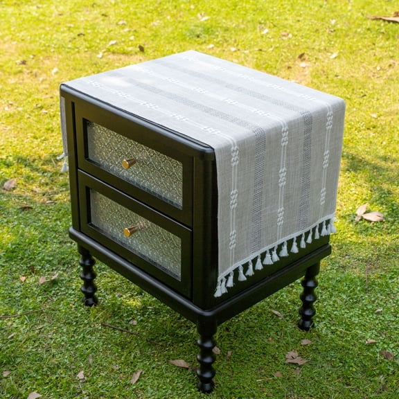 Bedside Tablecloth with Tassels Table Dustcover End Tabletop Home Decoration Nightstand Table Covering Doilies for Furniture Décor