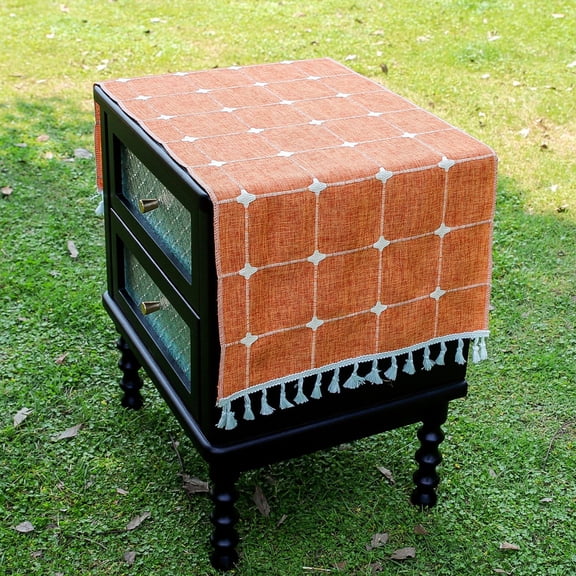 Bedside Tablecloth with Tassels Table Dustcover End Tabletop Home Decoration Nightstand Table Covering Doilies for Furniture Décor