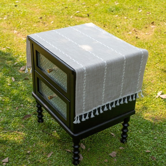 Bedside Tablecloth with Tassels Table Dustcover End Tabletop Home Decoration Nightstand Table Covering Doilies for Furniture Décor