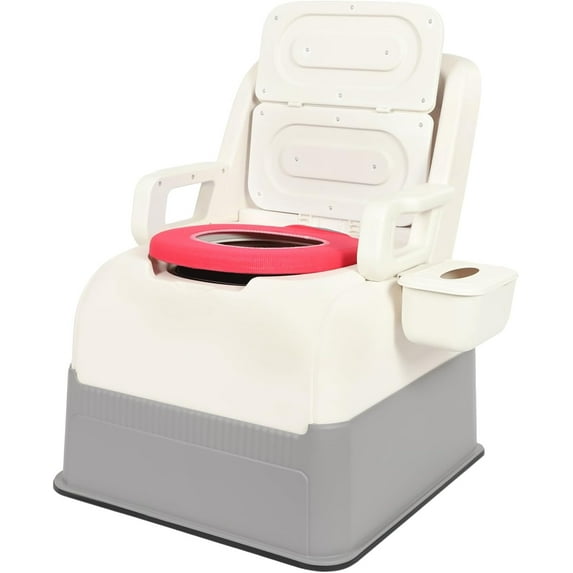 Bedside Toilet for Seniors, 17.7in Seat Height, Portable Toilet with Tissue Box & Detachable Armrests, Support up to 220lbs, Commode Chair Potty Chair for Home Use (Blue, With Padded)