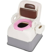 Bedside Toilet for Seniors, 17.7in Seat Height, Portable Toilet with Tissue Box & Detachable Armrests, Support up to 220lbs, Commode Chair Potty Chair for Home Use (Brown, With Padded)