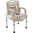 thumbnail image 1 of Bedside Toilet for Seniors, Adjustable Height 16.3in-21.2in, Toilet with Tissue Box, Support up to 550lbs, Commode Chair Adult Potty Chair for Home Use (Grey White with Night Light), 1 of 8