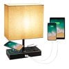Bedside Touch Control Table Lamp with Wireless Charger, 3 Way Dimmable Bedside Light Lamp with USB and Type C and 2 AC Outlets, Nightstand Desk Lamp for Bedroom Living Room Office Black.