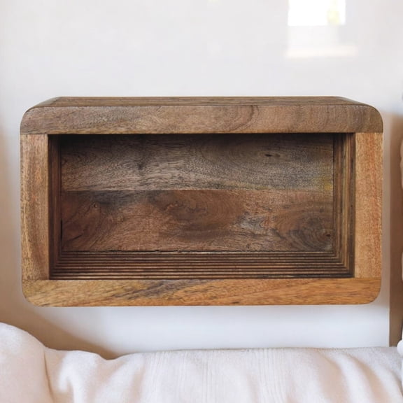 Bedside Wall Hanging Table | Open Slot for Near - Bed Items | Hand - carved Solid Mango Wood | Solves Lack of Near - Bed Storage