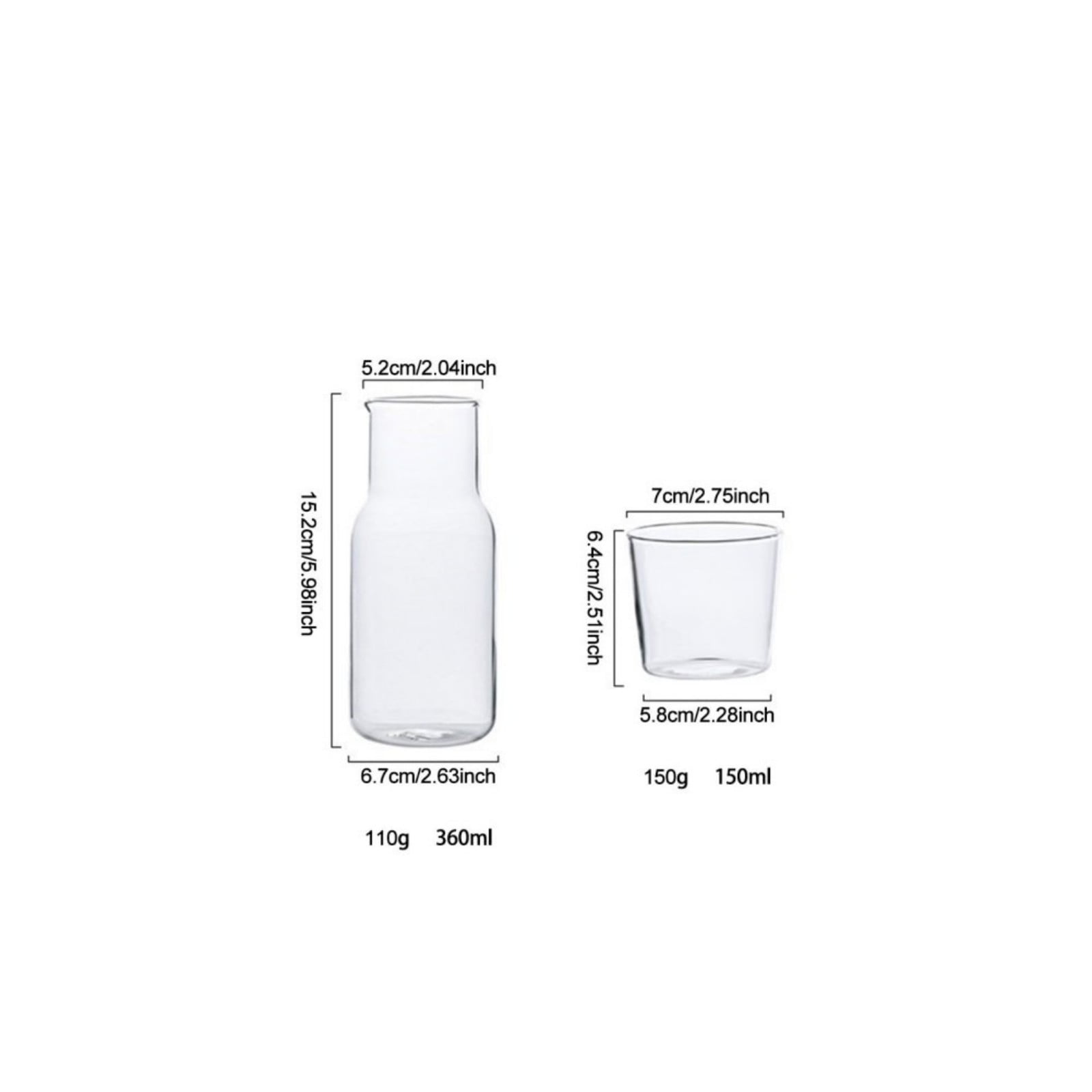 Bedside Water Carafe Set with Tumbler Glass Set for Bedroom Nightstand, Night Water Carafe with