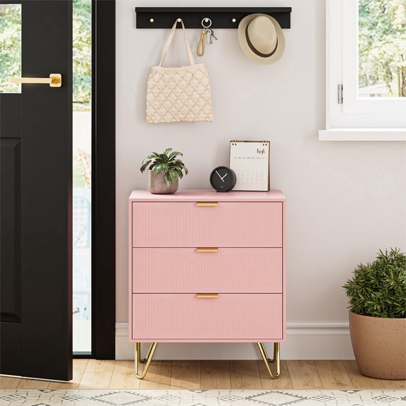 Bedside cabinet with three drawers for the bedroom, modern storage unit for bedroom organisation, featuring anti-tip hardware. Suitable for living rooms, dressing rooms, children's bedrooms, and offi