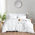 thumbnail image 1 of Bedsium Duvet Cover Cotton Solid - Duvet Cover 3 pcs, Includes 1 Duvet Cover White 3 pcs, Includes 1 Duvet Cover - Alaskan King (132x120) with Zipper Closure & 2 Pillow Shams, NO Comforter, 1 of 4