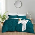 thumbnail image 1 of Bedsium Duvet Cover Cotton Solid - Duvet Cover 3 pcs, Includes 1 Duvet Cover Teal 3 pcs, Includes 1 Duvet Cover - King/Cal King (94x104) with Zipper Closure & 2 Pillow Shams, NO Comforter, 1 of 4