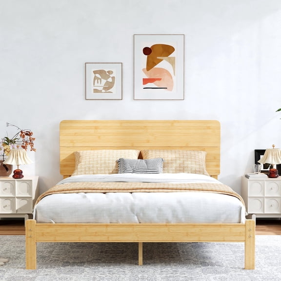 Bedsnus 12 inch King Bamboo Bed Frame with Headboard