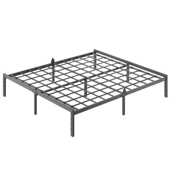Bedsnus 14" King Metal Bed Frame with Grid Support, Prevent Mattress Sagging, Heavy Duty Mattress Foundation, Raised Edge Design, Easy Assembly Bed Base with Underbed Storage