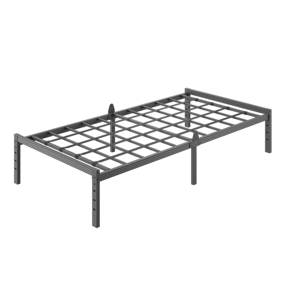 Bedsnus 14" Twin Metal Bed Frame with Grid Support, Prevent Mattress Sagging, Heavy Duty Mattress Foundation, Raised Edge Design, Easy Assembly Bed Base with Underbed Storage