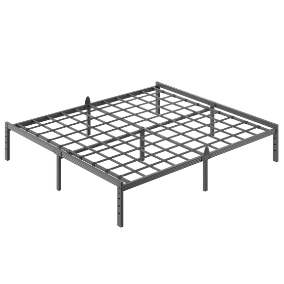 Bedsnus 14" King Metal Bed Frame with Grid Support, Heavy Duty Mattress Foundation, Raised Edge Design, Easy Assembly Bed Base with Underbed Storage