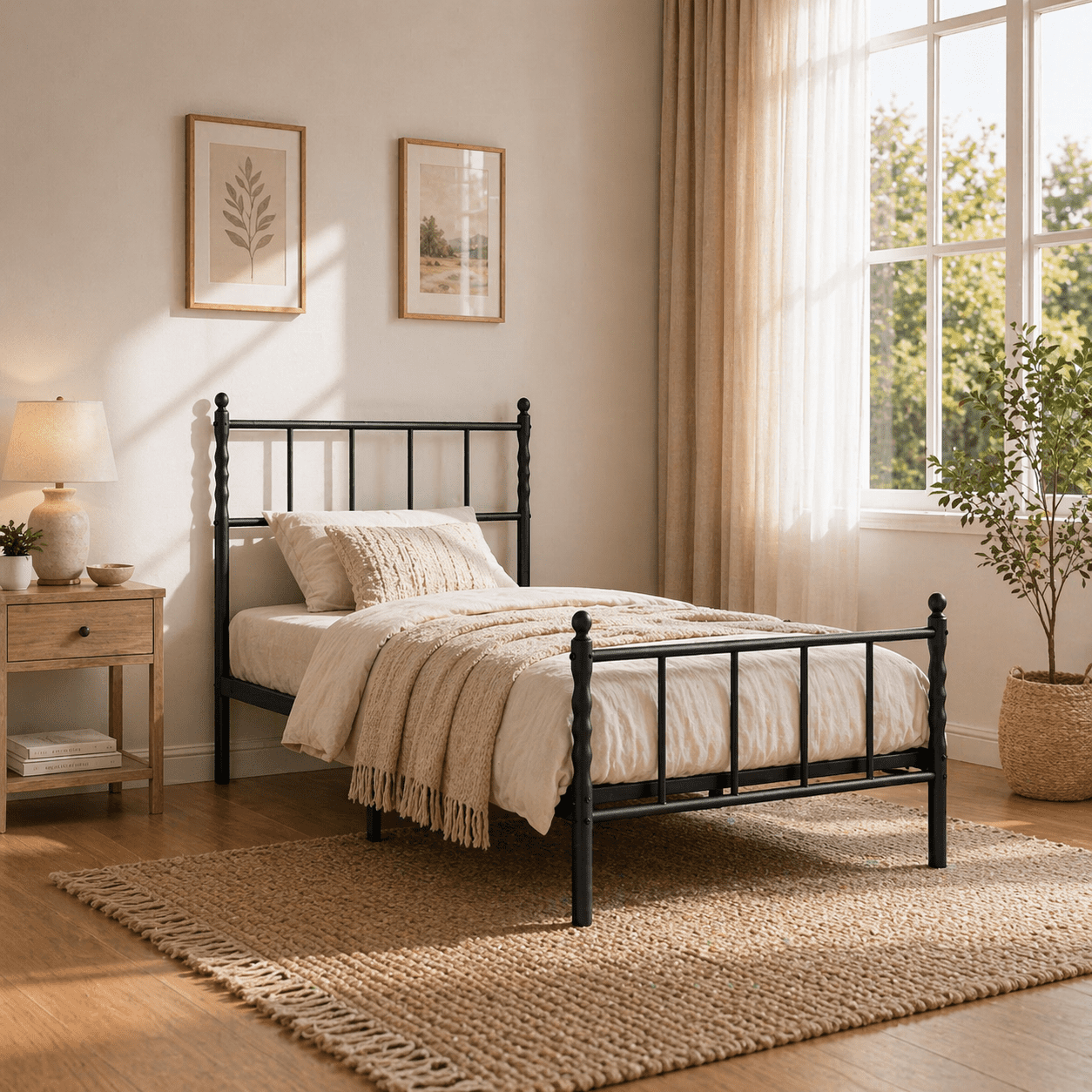 Bedsunus Classic Metal Platform Bed Frame with Headboard and Footboard, Heavy Duty Steel Mattress Foundation, No Box Spring Needed, Twin