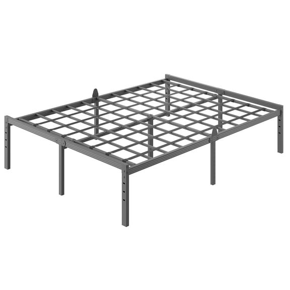 Bedsnus 18" Queen Metal Bed Frame with Grid Support, Prevent Mattress Sagging, Heavy Duty Mattress Foundation, Raised Edge Design, Easy Assembly Bed Base with Underbed Storage