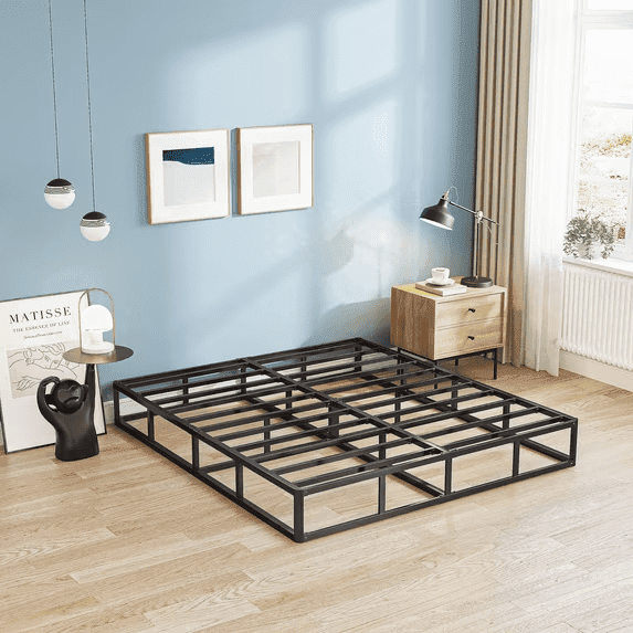 WGL 5 Inch Queen Heavy Duty Metal Box Spring, Mattress Foundation with Fabric Cover, Easy Assembly