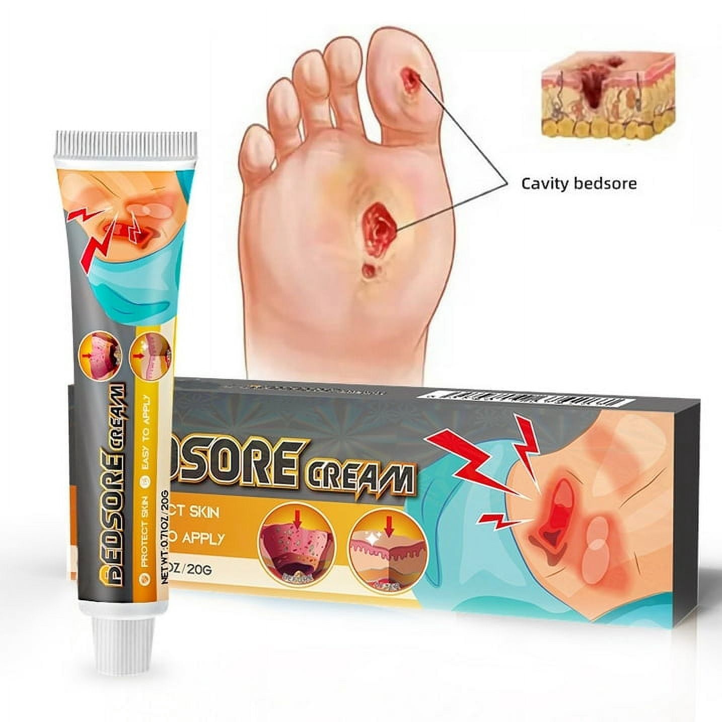 Bedsore Cream Moisturize Decubitus,Ulcer Cream,Rapid absorption,quick-acting,Remove Rots Myogenic Pressure Ulcer Cream Wound Healing Body Care.Wound Healing Cream for Skin Care,1pcs