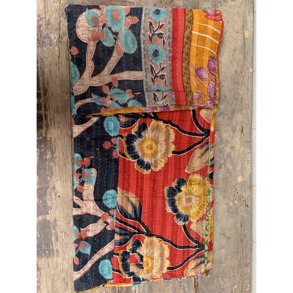 Bedspread Cotton Throw Sleeping Counterpane Stitched Mat Hand Kantha Work Gudari