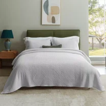 Bedspread Quilt Set - Lightweight Quilts Bedspreads - Oversized Quilt Set, 3 Piece, King, White