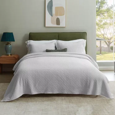 Bedspread Quilt Set - Lightweight Quilts Bedspreads - Oversized Quilt Set, 3 Piece, King, White