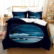 Bedspread Set Queen Size Quilts Beach Bedding Coastal Ocean Reversible Quilts Bedspread Coverlet Soft Lightweitht Quilt Bedding Tropical Bed Set Home Collection Quilt with Pillow Shams