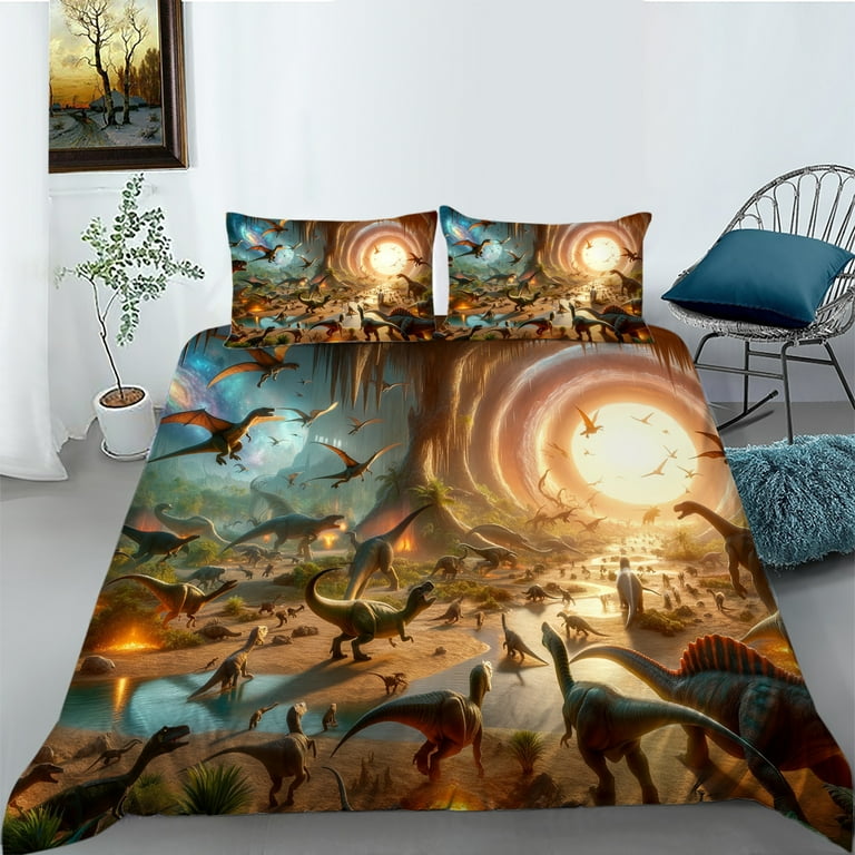 Bedspreads 3D Jurassic Period Dinosaur Printed Comforter Cover Set Children High Quality Home Textiles