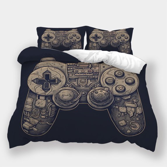 Bedspreads Comforter Cover Set Game Handle Printed Bedding Suit Vintage Bedroom Decor,Full (80"x90")