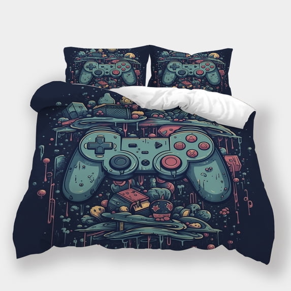 Bedspreads Comforter Cover Set Game Handle Printed Bedding Suit Vintage Bedroom Decor,King (90"x104")