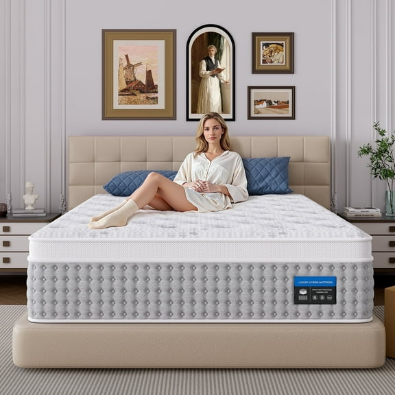 Bedstory Veluna 12 inch Firm Queen Size Hybrid Mattress in a Box, Pain Relief, CertiPUR-US, 365 Night Trial