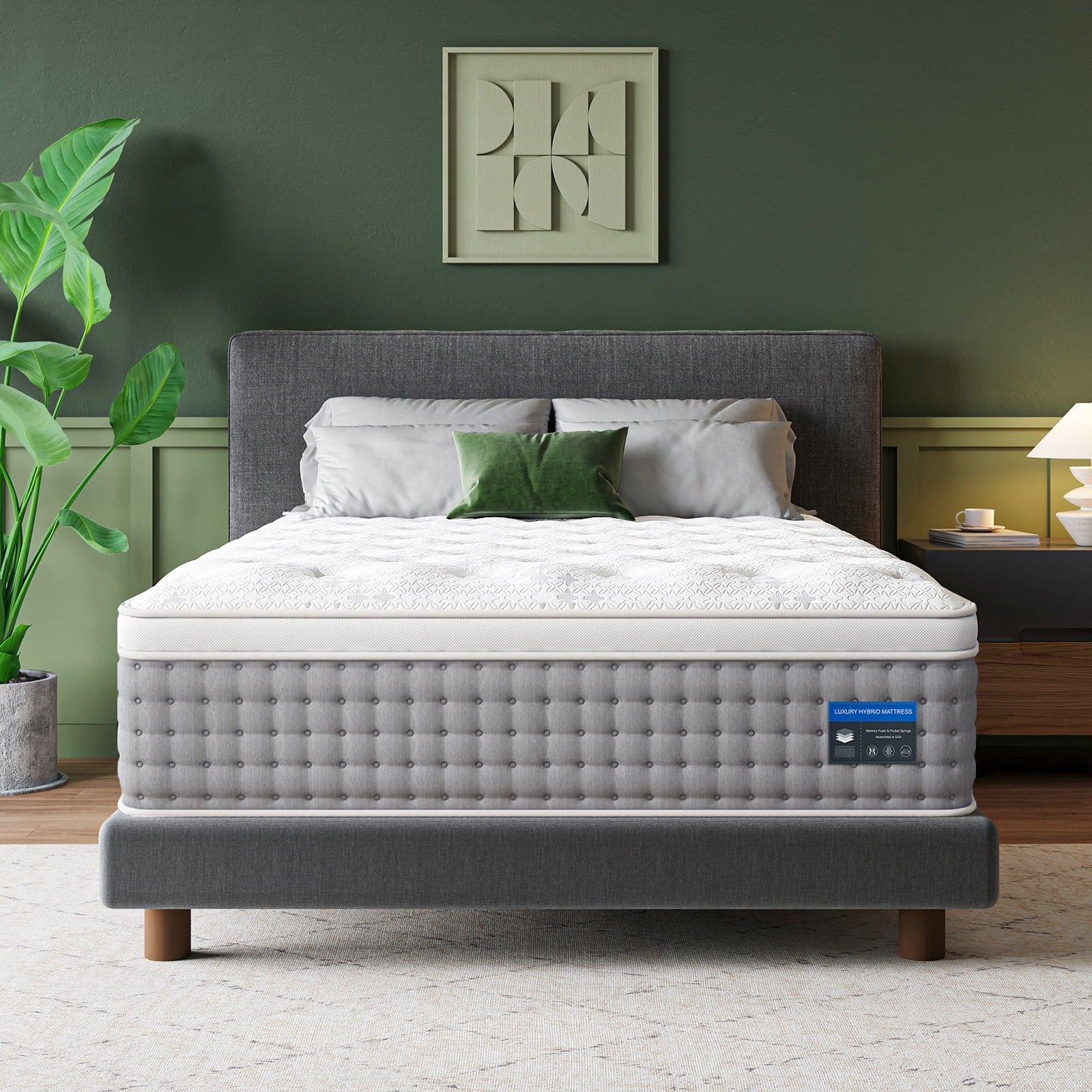 Bedstory Veluna 14 inch Firm Queen Size Hybrid Mattress in a Box, Pain Relief, CertiPUR-US, 365 Night Trial