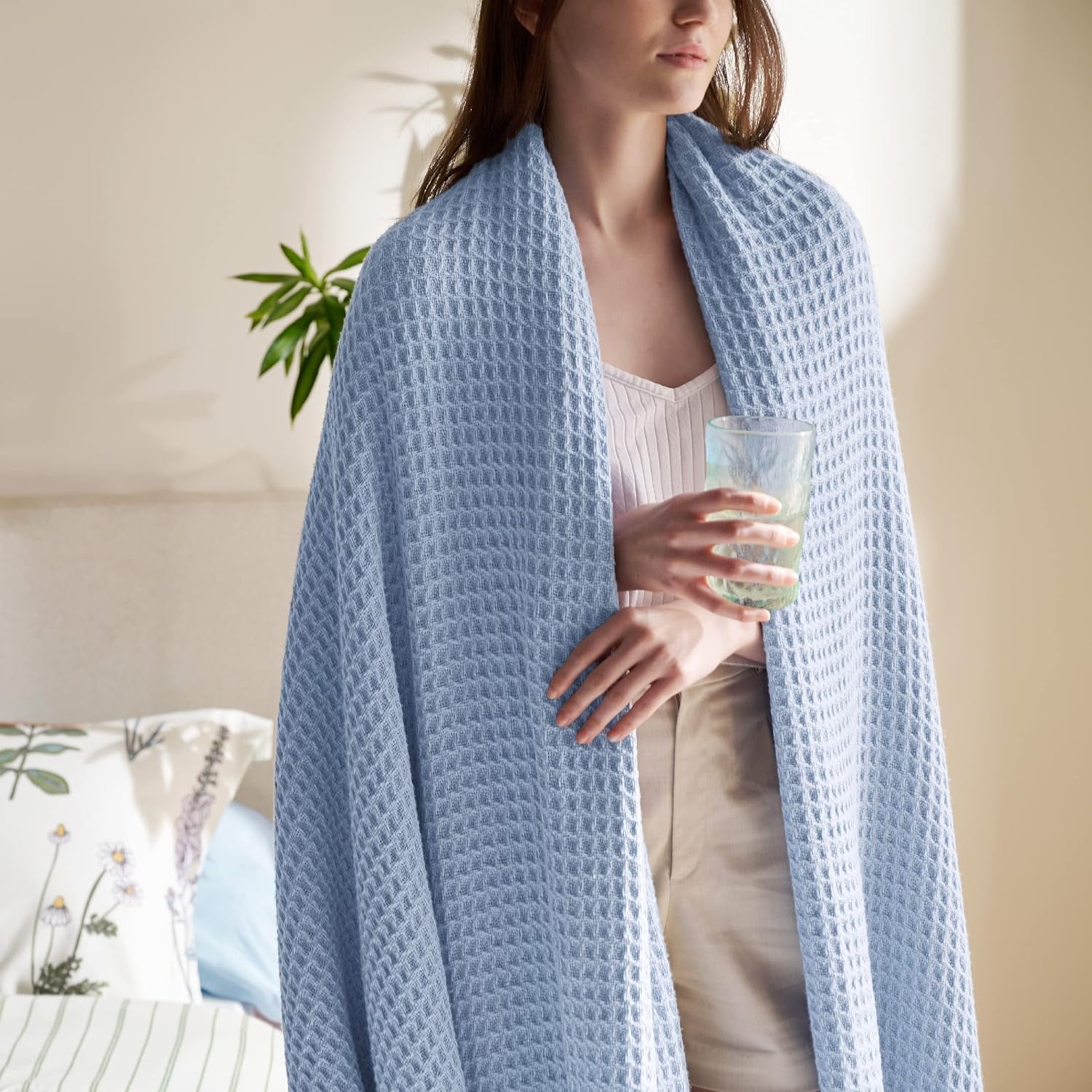 Blue waffle blanket sale