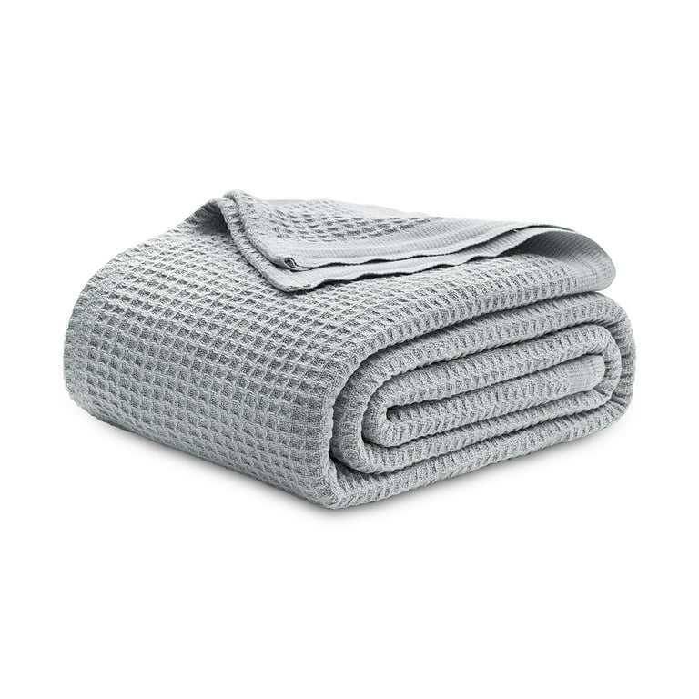 Bedsure 100% Cotton Blankets Queen White - Waffle Weave Blankets for All Seasons, 90x90 Inches, Size: 90 x 90