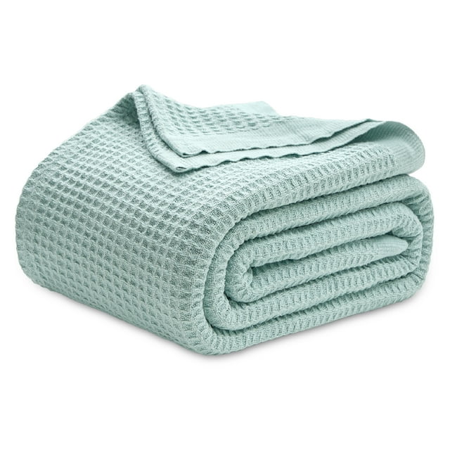 Cozy Comfort 100 Cotton Blankets Queen Mint Waffle Weave Blankets