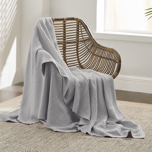 Bedsure 100 Cotton Blankets TwinXL Grey Waffle Weave Blankets for