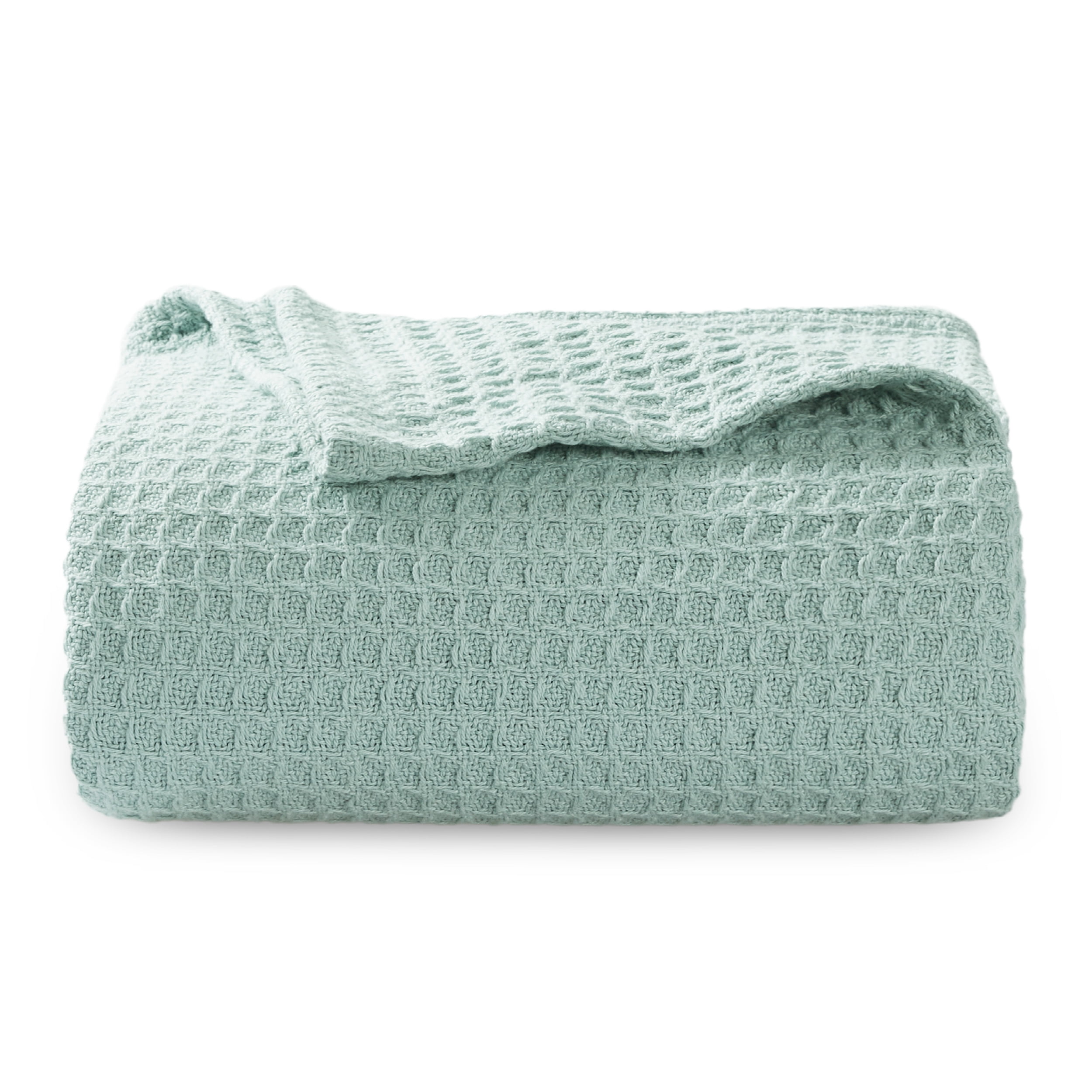 Bedsure Thermal 100 Cotton Waffle Weave Blankets, TwinXL, Mint Green