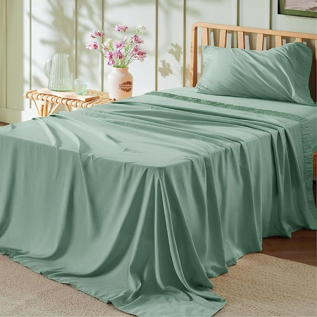 Bedsure 3Piece Luxury Hotel Mint Green Twin Sheets Set, Easy Care