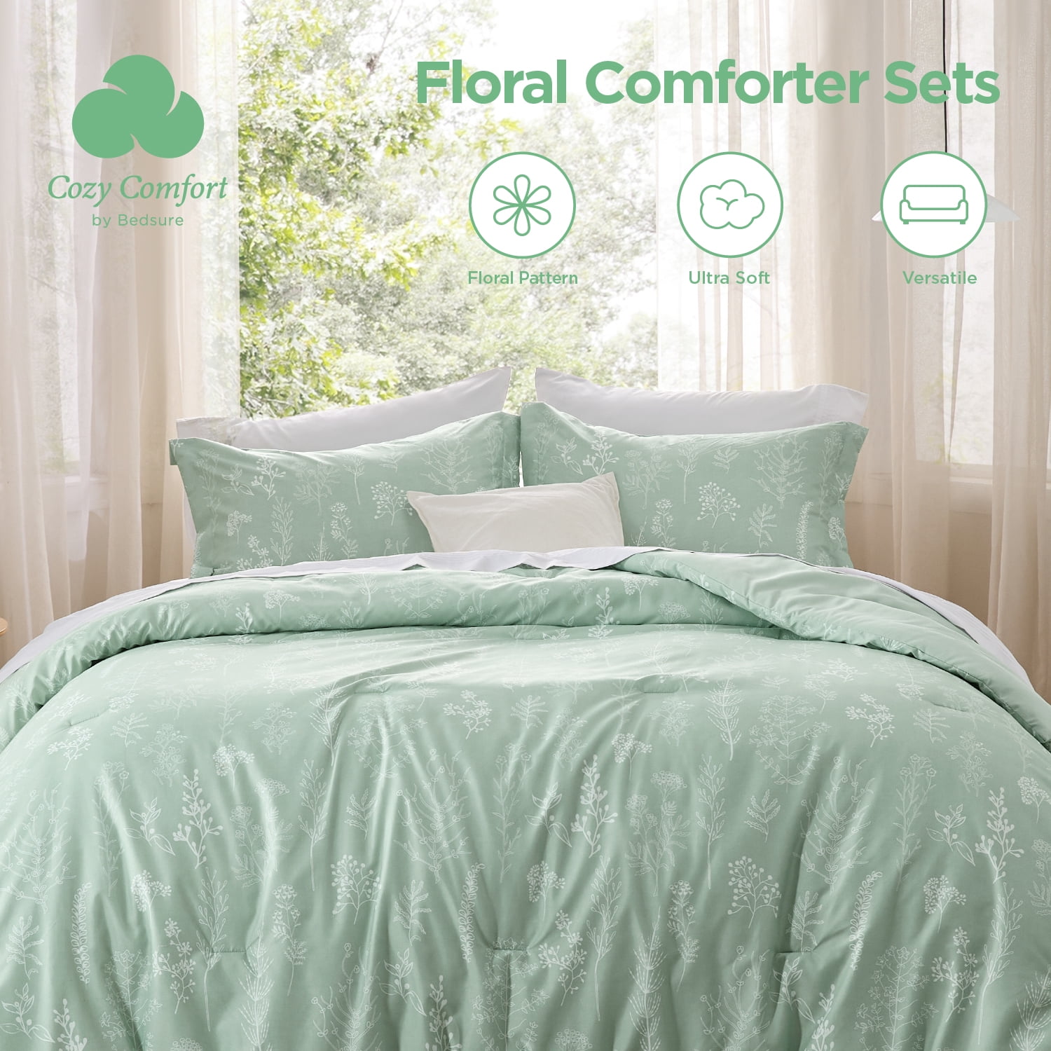 Twin Sized Reversible Floral Quilted Comforter purchases