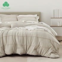 Cozy Comfort Beige Full Comforter Set - 4 Pieces Pinch Pleat Bed Set, Down Alternative Warm Bedding Sets for All Season, 1 Comforter, 2 Pillowcases, 1 Decorative Pillow