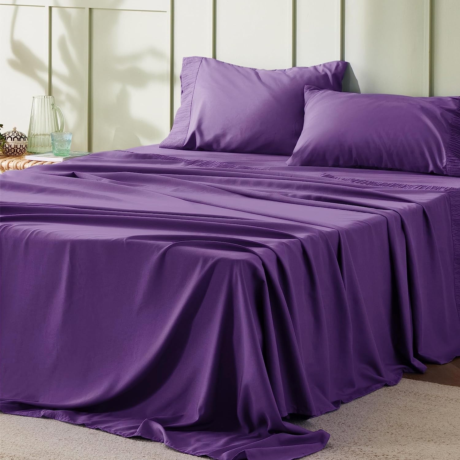Elegant Comfort Luxurious Microfiber GIFT BOX 4-Piece Bedding Sheet Set,  Breathable, Soft 1500 Premium Hotel Quality, Deep Pocket and Easy Fit,  Queen, Lavender - Yahoo Shopping