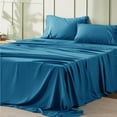 Bedsure Queen Bed Sheet Set, 4Pieces Luxury Teal with Cooling