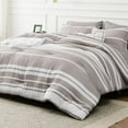 Cozy Comfort Bed in a Bag Twin Size 5 Pieces, Warm Taupe White Striped