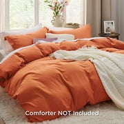Bedsure Burnt Orange Soft Prewashed Duvet Cover Queen 3 Pieces, 1 Duvet Cover 90x90 with Zipper Closure and 2 Pillow Shams