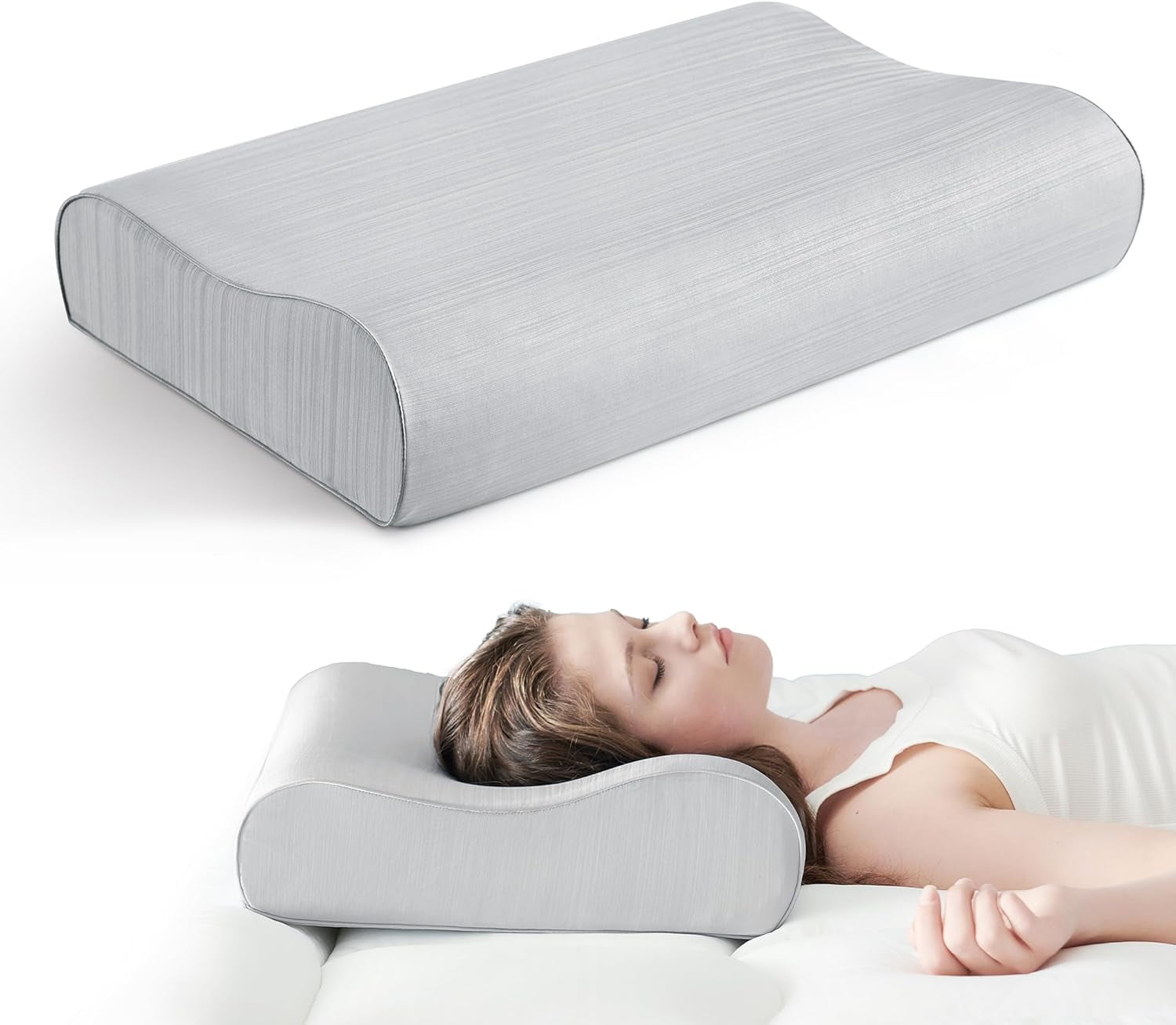 Bedsure Premium Cervical Memory Foam Pillow Ergonomic Odorless Pillow for Neck Pain Relief