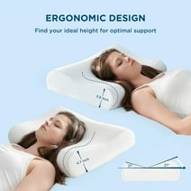 Bedsure Contour Memory Foam Pillows - Cooling Neck Cervical Pillow for Pain Relief, Odorless Ergonomic Memory Foam Pillow Adjustable Orthopedic Bed Pillow Neck Support for Side,Back&Stomach Sleepers