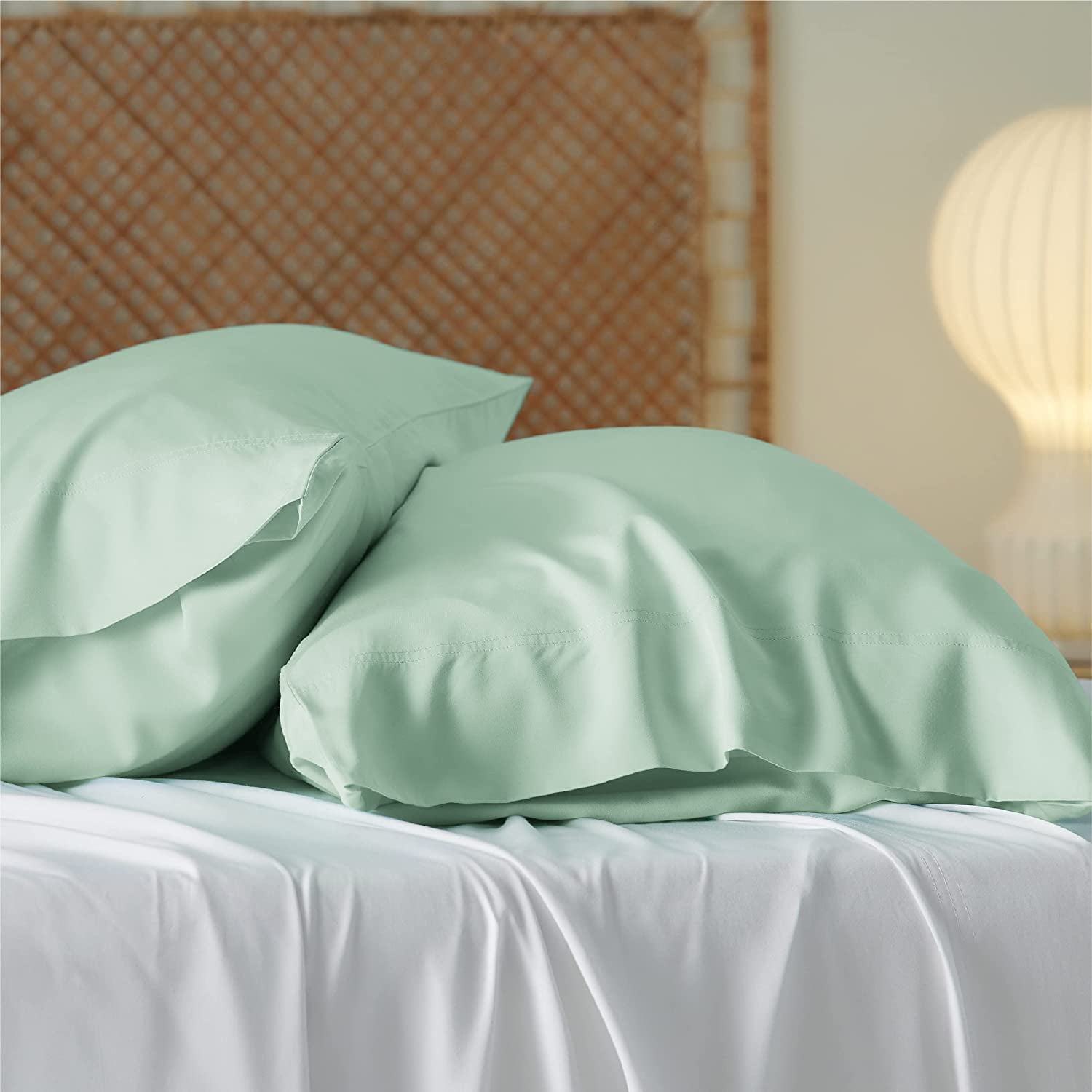Bedsure Cooling Pillow Cases Queen Rayon Derived from Bamboo, Green Chill Pillowcase 2, Silky
