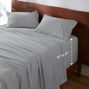 Bedsure Deep Pocket Queen Sheets Set -4 Piece Air Mattress Sheets, Moisture Wicking Soft Cooling Bedding Sheets & Pillowcases, Light Grey