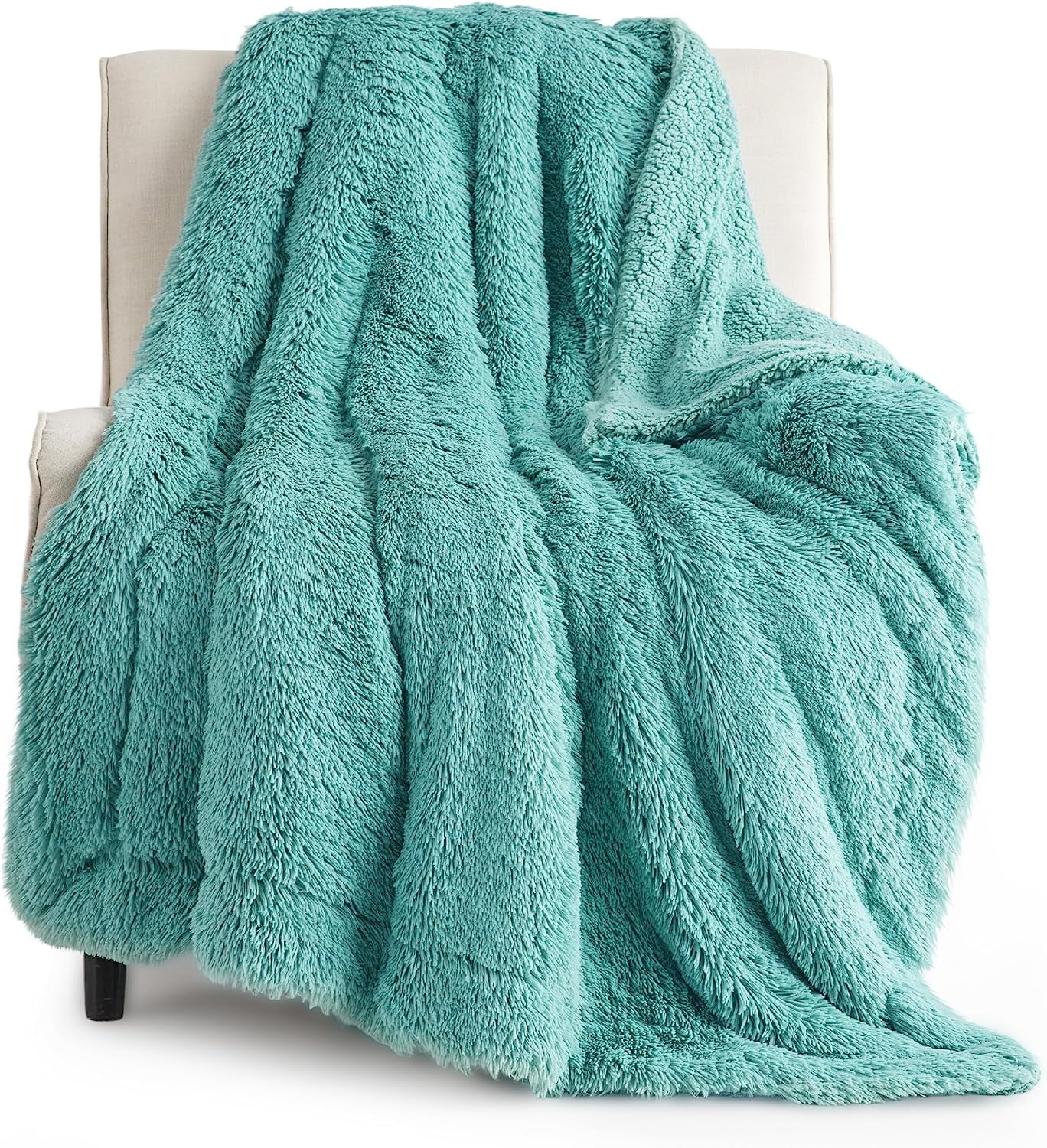 Bedsure Faux Fur Sage Green Throw Blanket Fluffy Blankets & Throws