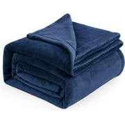 Bedsure Fleece Bed Blankets Queen Size Navy - Soft Lightweight Cozy Luxury Blanket, 90x90 inches