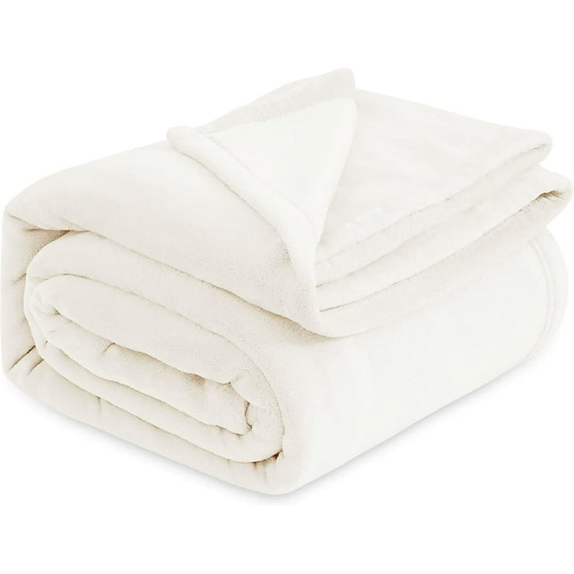 Cozy Comfort Fleece Blanket Queen Blanket Cream Soft Lightweight