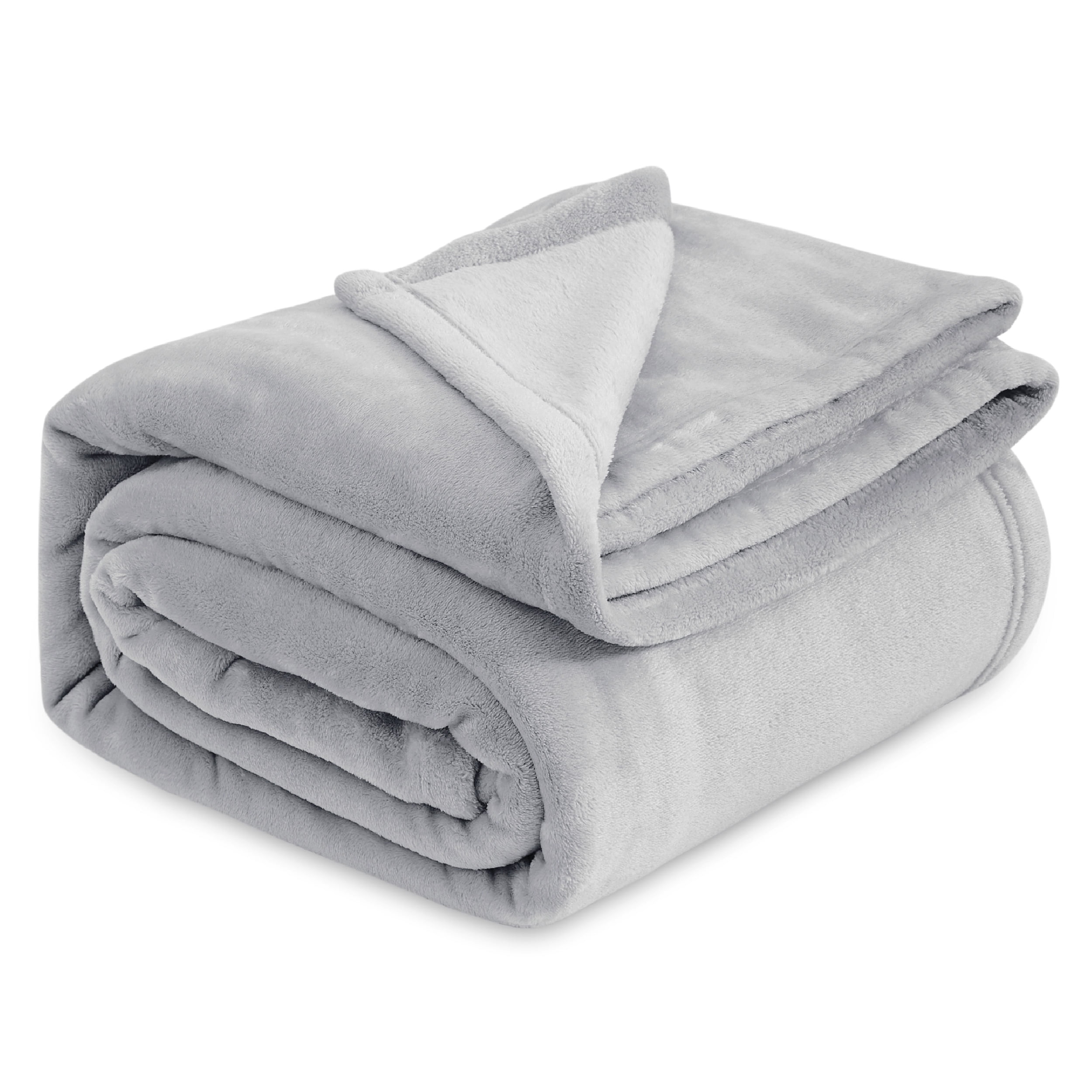 Bedsure Warm Thick Fleece Blanket - Queen Size, Light Grey, Soft ...