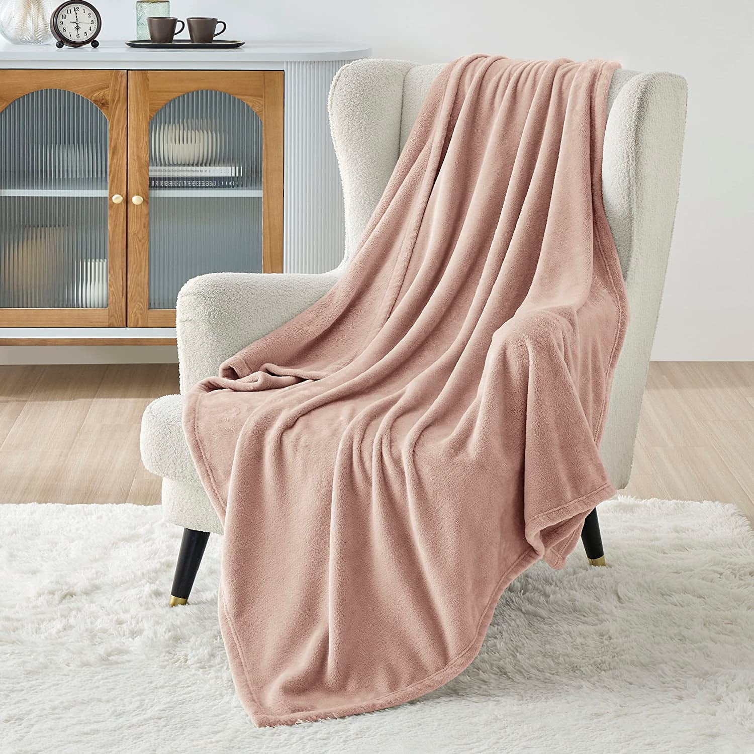 Utopia Bedding Fleece Blanket Throw Size Rose Pink 300GSM Luxury